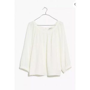 Madewell $78 Lightspun Wide-Neck Cuff-Sleeve Top Size S Lighthouse NC589